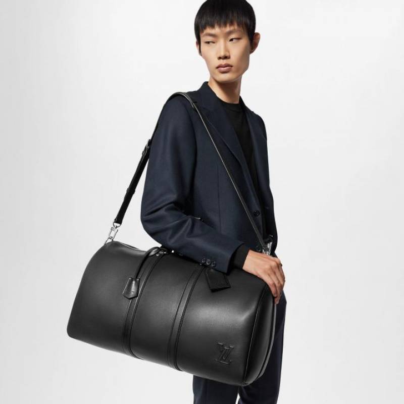 Loius686 Vuitton LV Keepall Bandoulire Premium Unisex Duffle Bag With Dust Bag & Accessories (Black - 686)