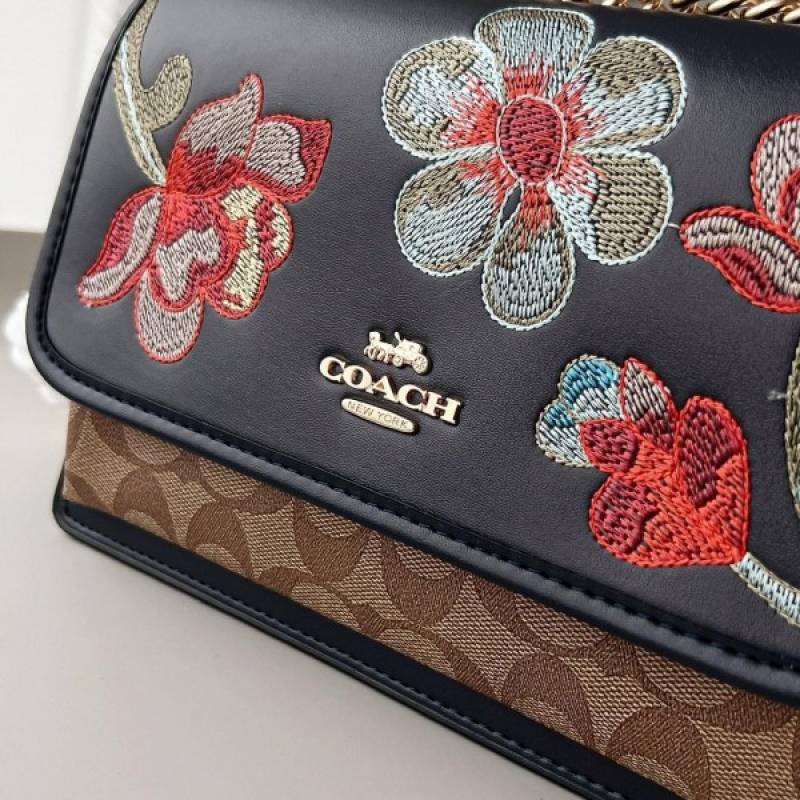 Coaach Klare Floral Signature Crossbody Bag With OG Box & Dust Bag (Floral Black - 380)
