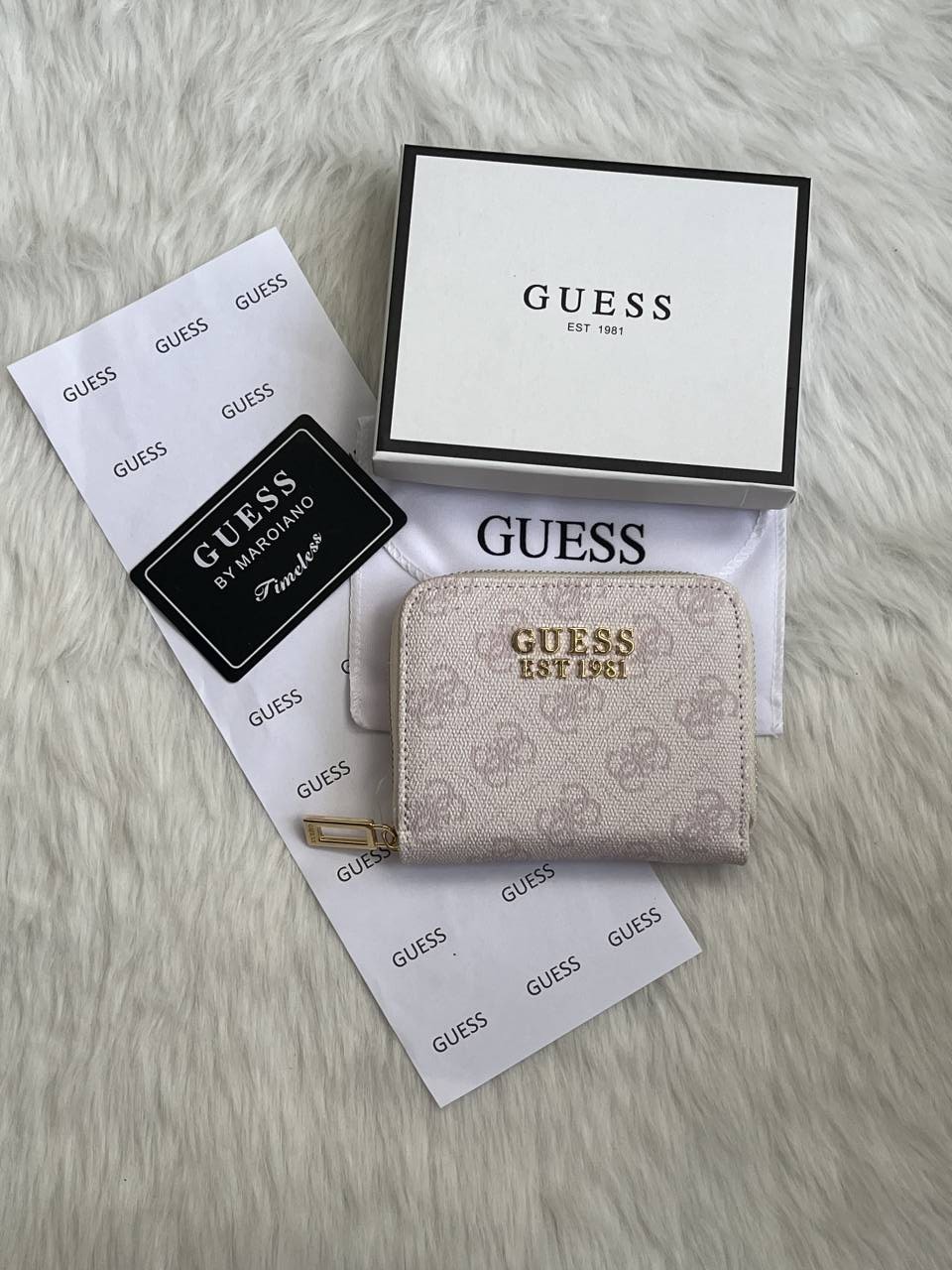 Guess 03 Light Purple Mini Zippy Wallet With Original Box - Dust Cover - Card Premium Packing