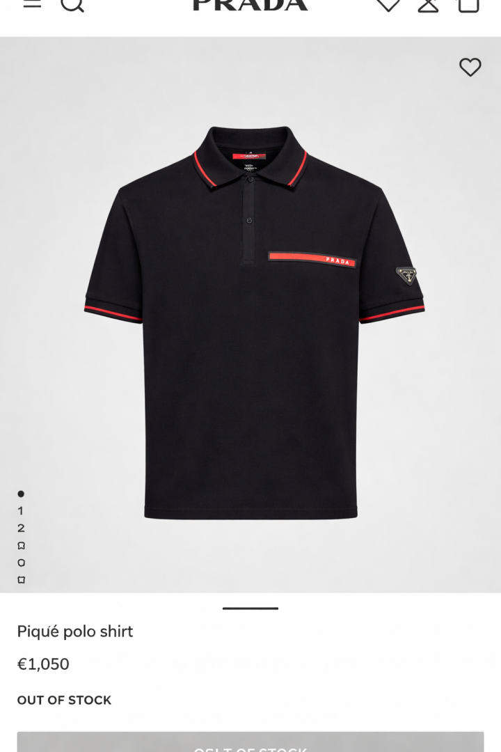Prada Premium Side Embossed Logo Polo Black