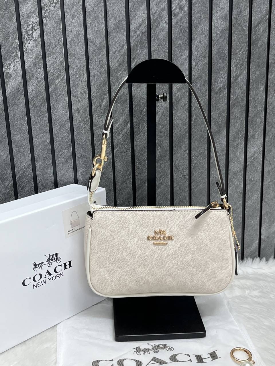 Coacch Nolita White-Mono With Original Box DustCover & Pearl charm