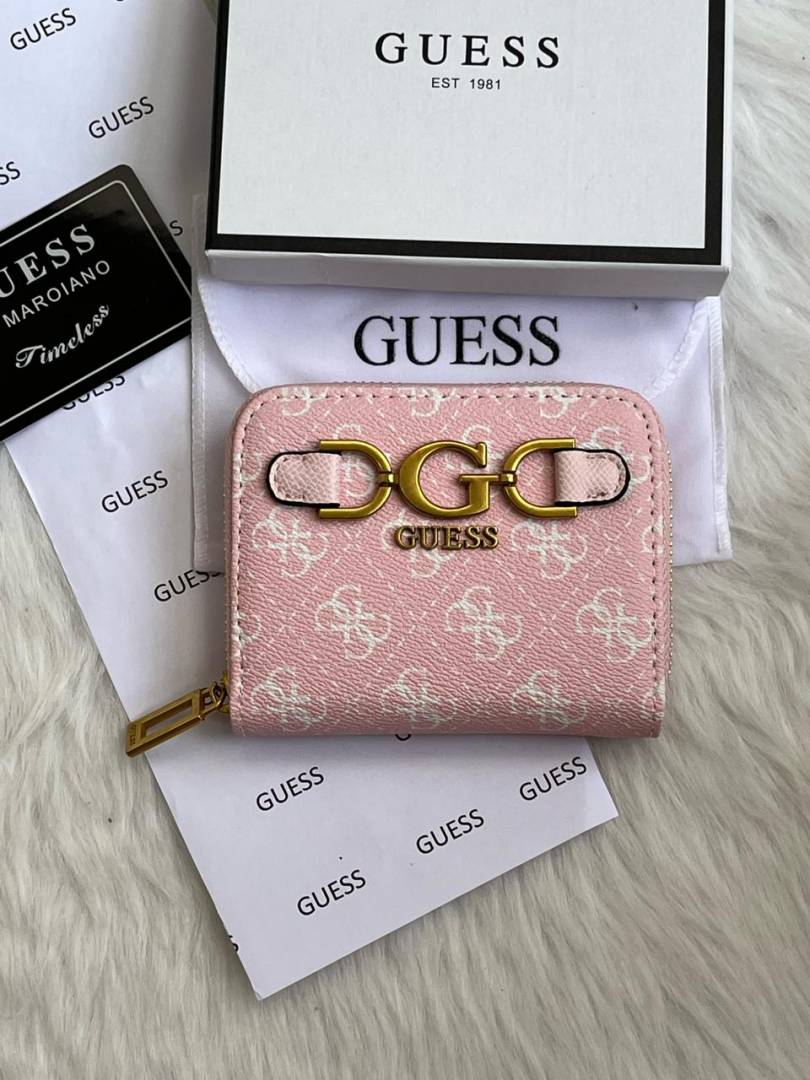Guess 001 Light Pink Mini Wallet With Original Box Dust Cover Card Premium Packaging