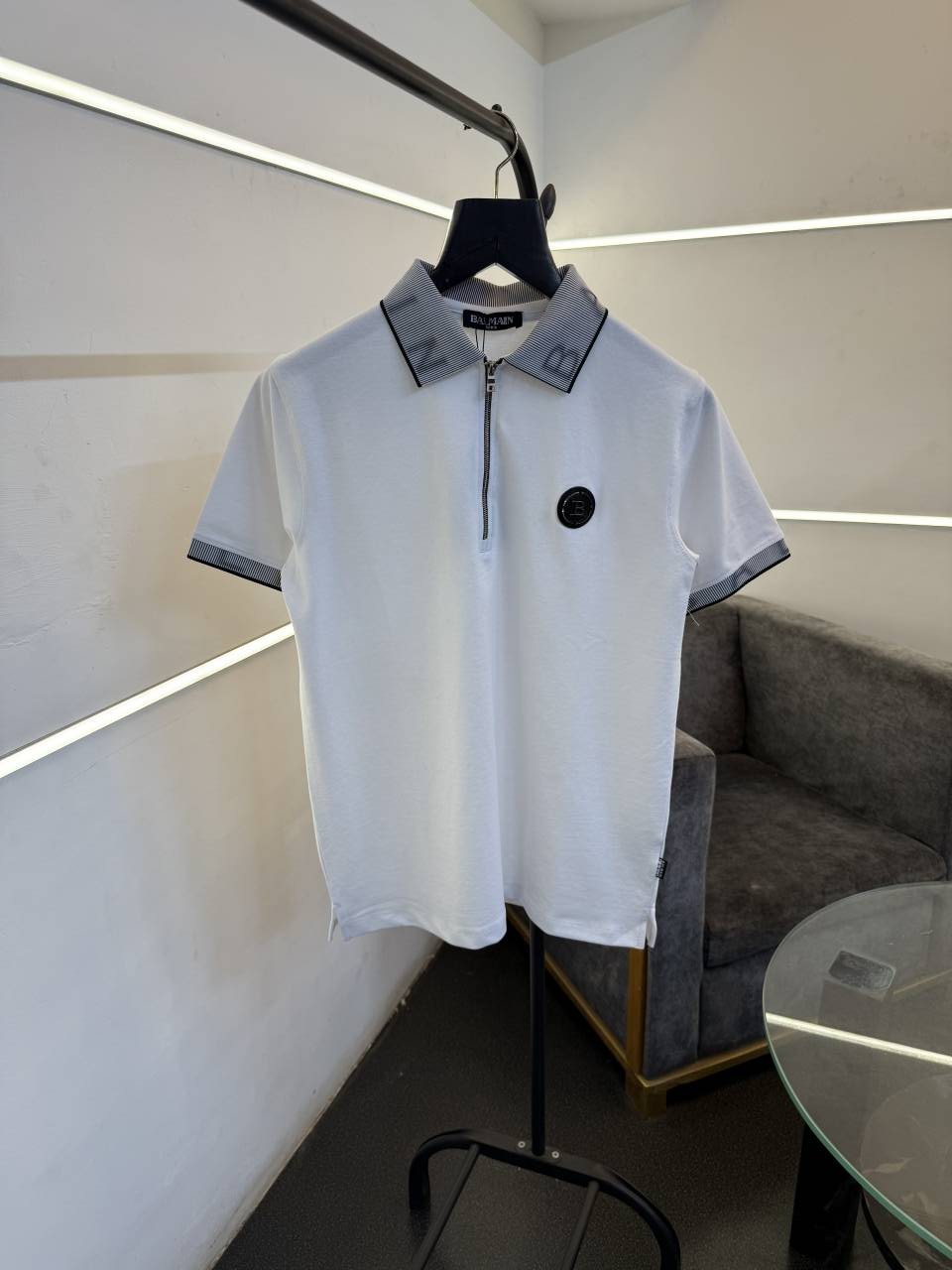 Balman 3d collar and sleevs imported polo tshirt with steel logo white sale