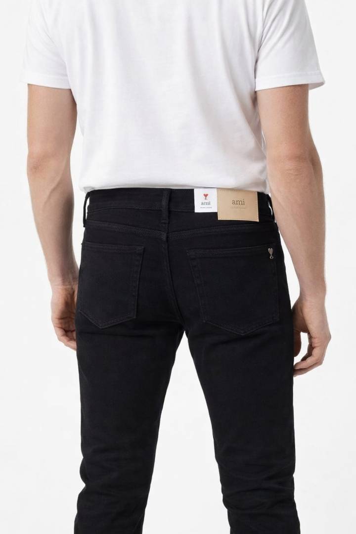 Ami Black Boot Cut Premium Imported Stretchable Lycra Fabric Denim wit etal Logo Design 3942
