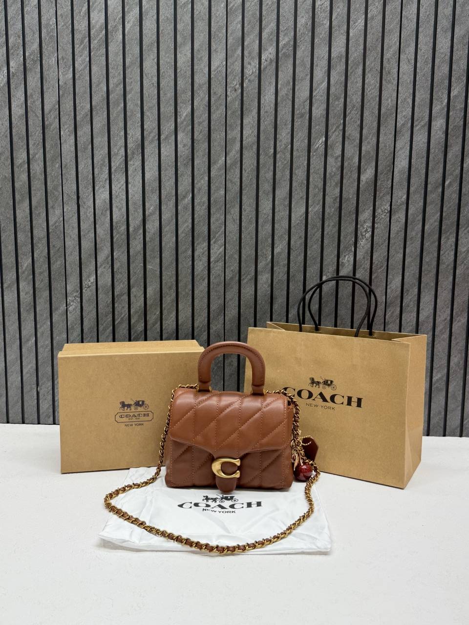 Coacch 9922 Tabby Top Handle Bag With Cherry Charm Original Box DustCover & CarryBag