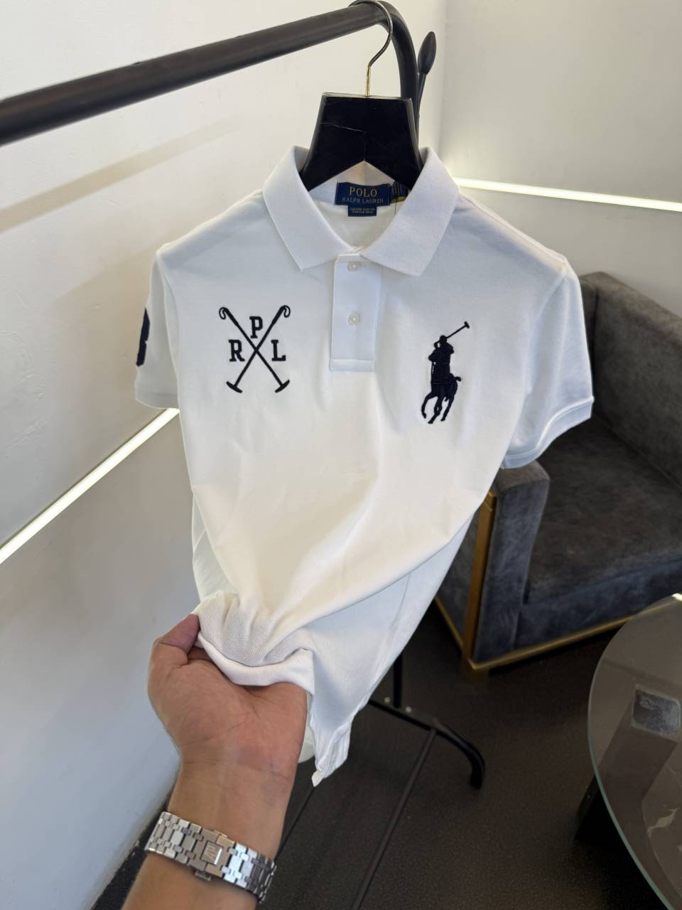 Ralph lauren imported embroidery sale logo polo tshirt white