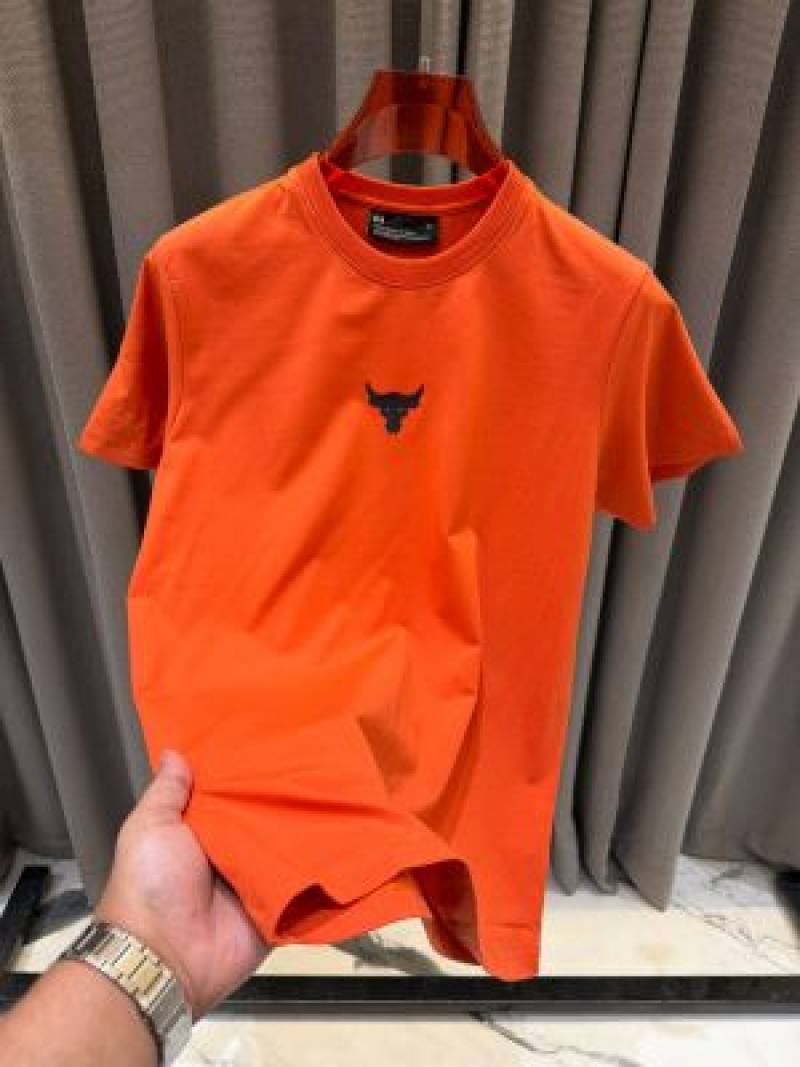 Under Armor Middle Brand Logo Round Neck T-shirt Orenge