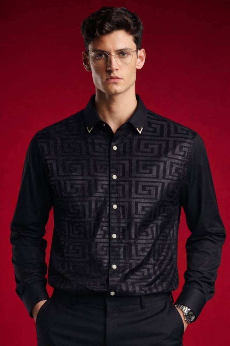 Versac-e IMPORTED STORE ARTICLE DIAMOND CHINA SHIRT