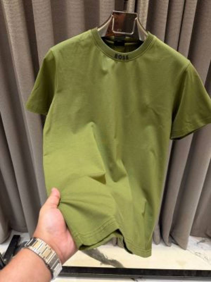 Boss Chinese Collar Round Neck T-shirt Green