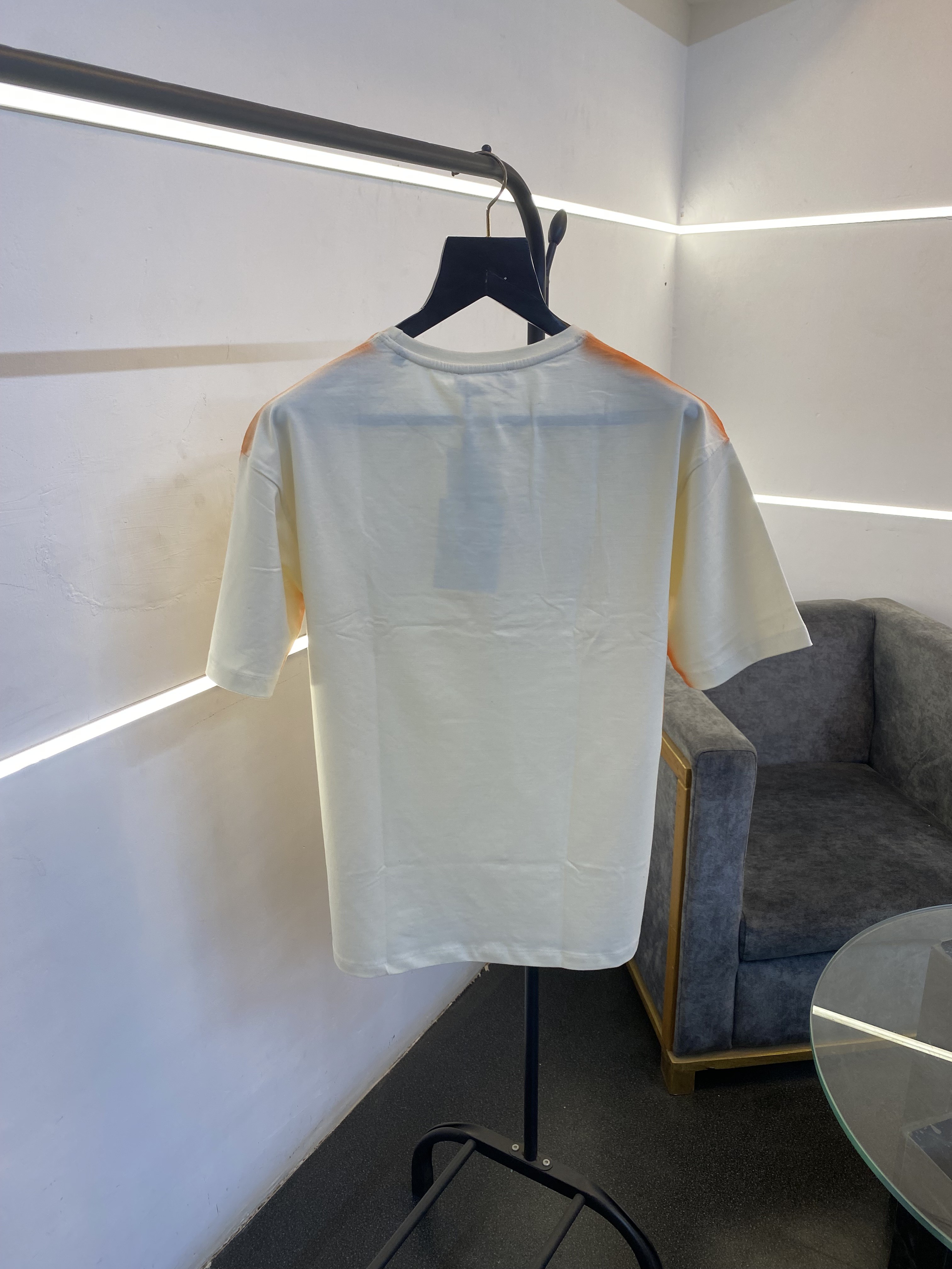 Balenciag a over size spray print with embroidery logo imported tshirt cream