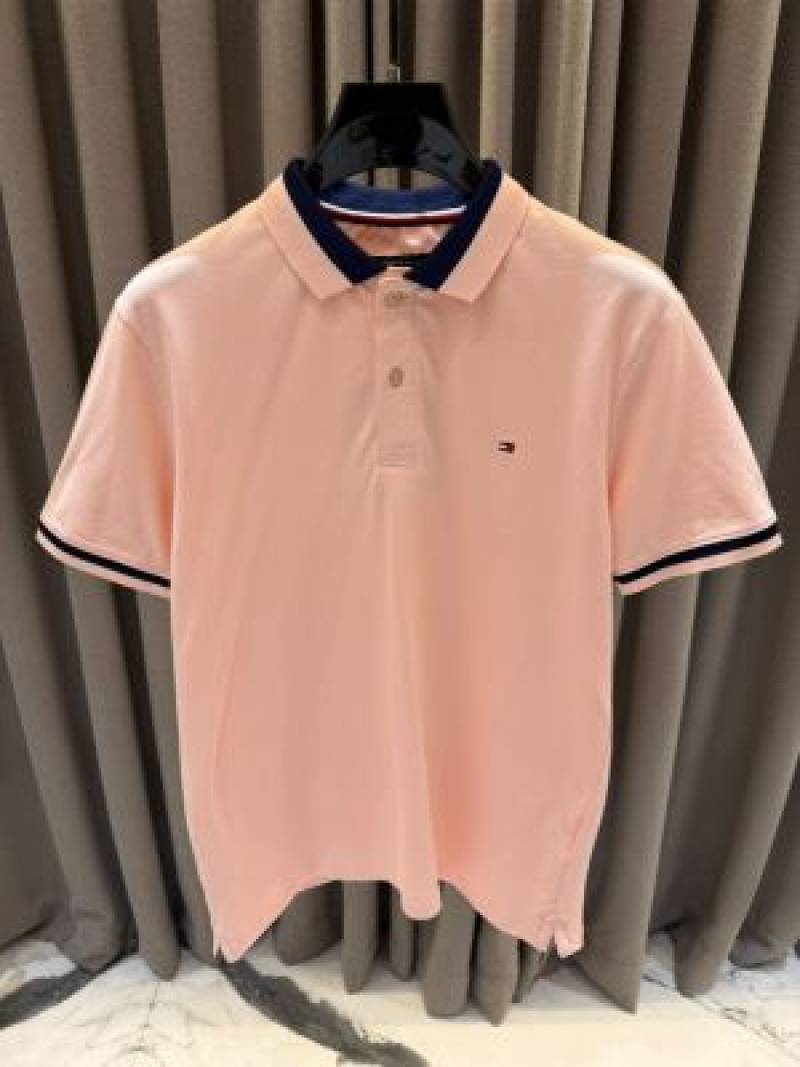 Tommy Chest Logo Polo T shirt Pink
