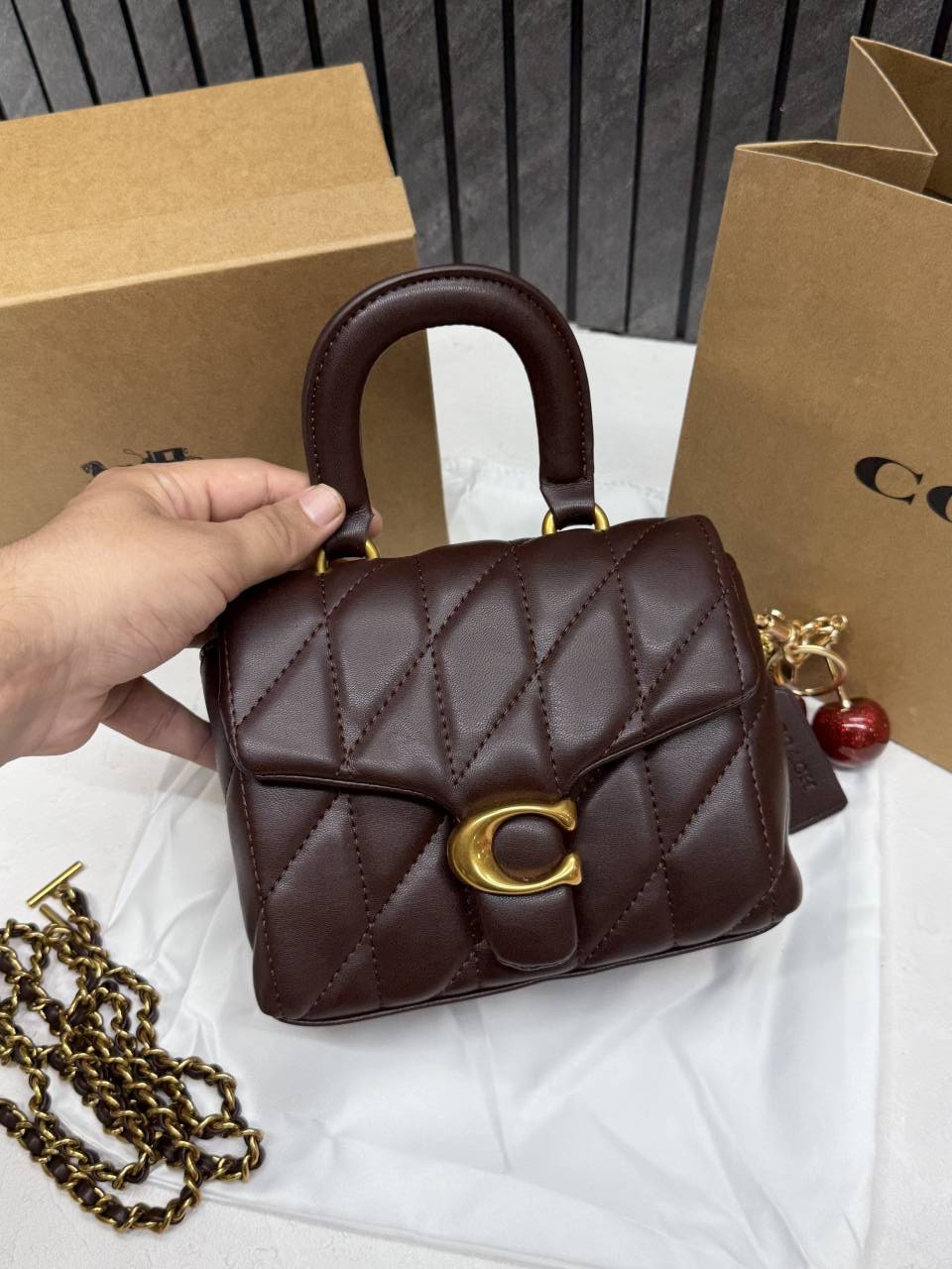 Coacch 9922 Tabby Top Handle Bag With Cherry Charm Original Box DustCover & CarryBag