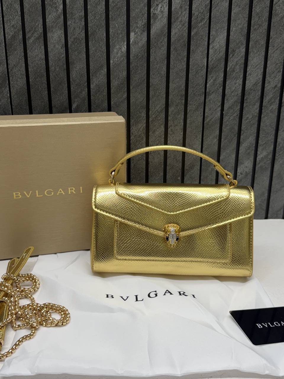 Bvlgari Serpenti Forever Phone Case Crossbody Bag With Top Handle Original Box Packing