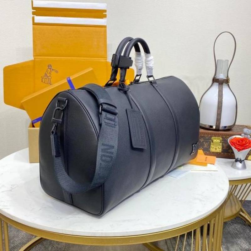 Loius686 Vuitton LV Keepall Bandoulire Premium Unisex Duffle Bag With Dust Bag & Accessories (Black - 686)