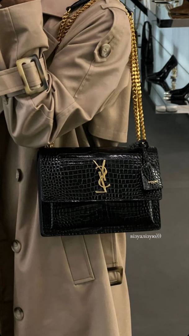 Ysl sunset Crocodile Skin 2504 Shoulder Bag With Original Box & DustCover