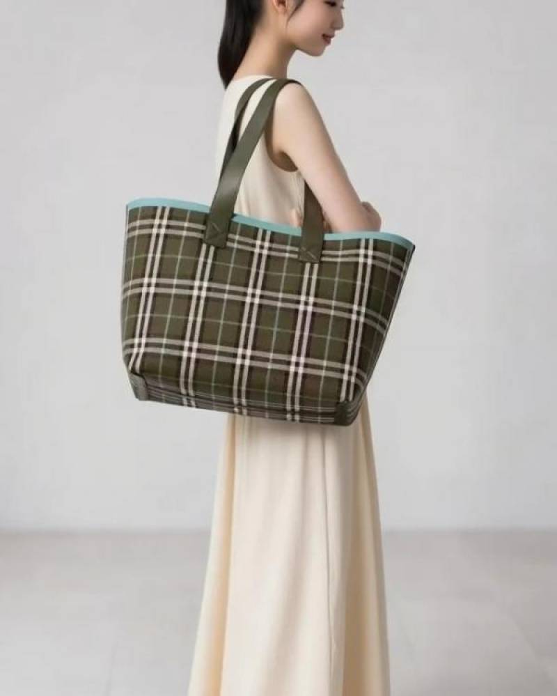 Burbberry London Tote Bag With Detachable Pouch & Dust Bag (Green - 1156)