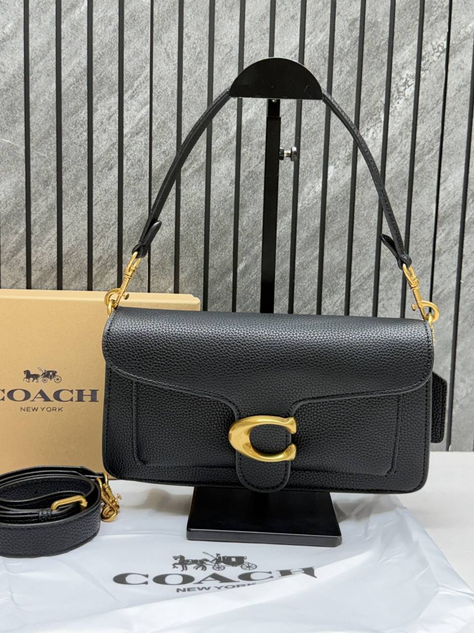 Coacch Tabby 26 Black Shoulder Crossbody Bag With Original Box 2 Belt (Short Long)