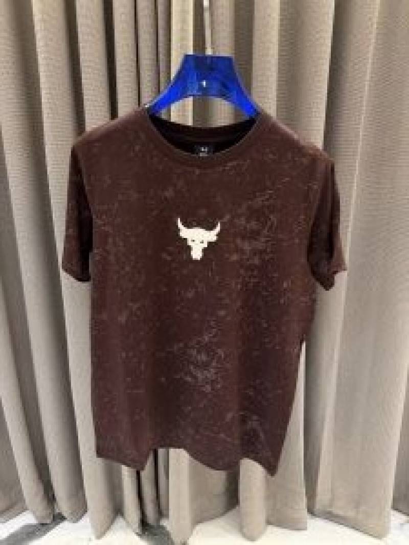 Under Armor Middle Brand Logo Round Neck T-shirt Brown