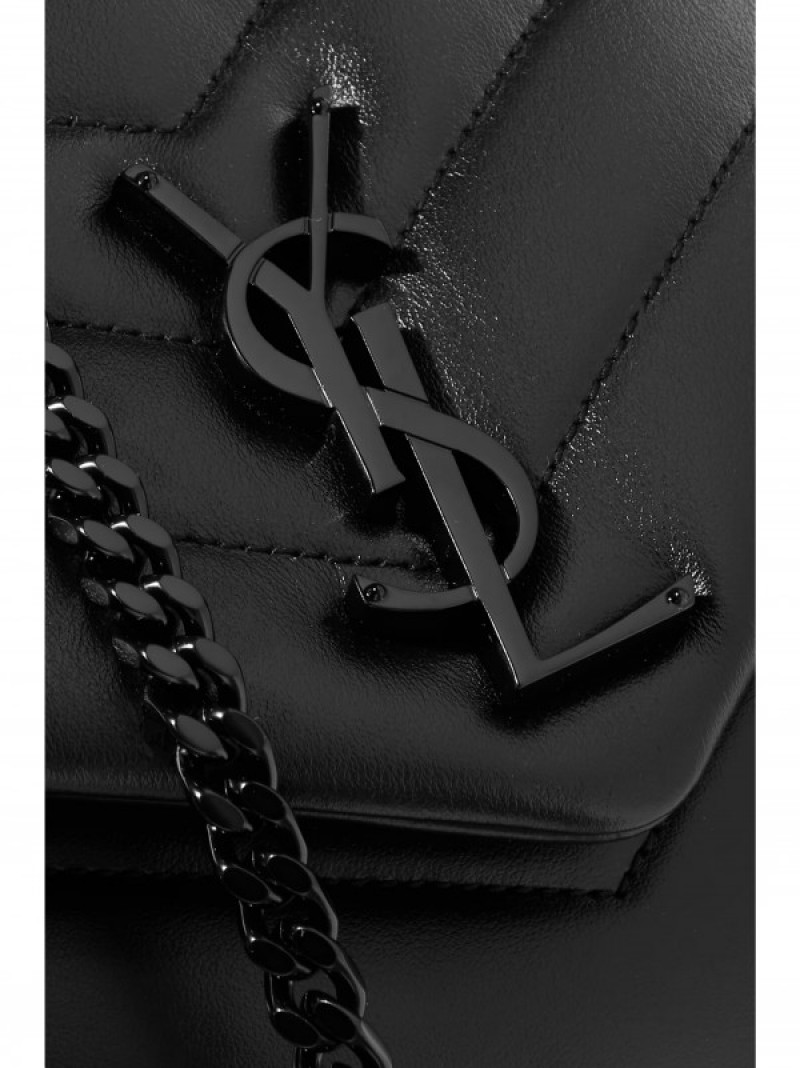 YSL Saint Laurent Loulou Shoulder Bag With OG Magnetic Box & Dust Bag (All Black - 771)