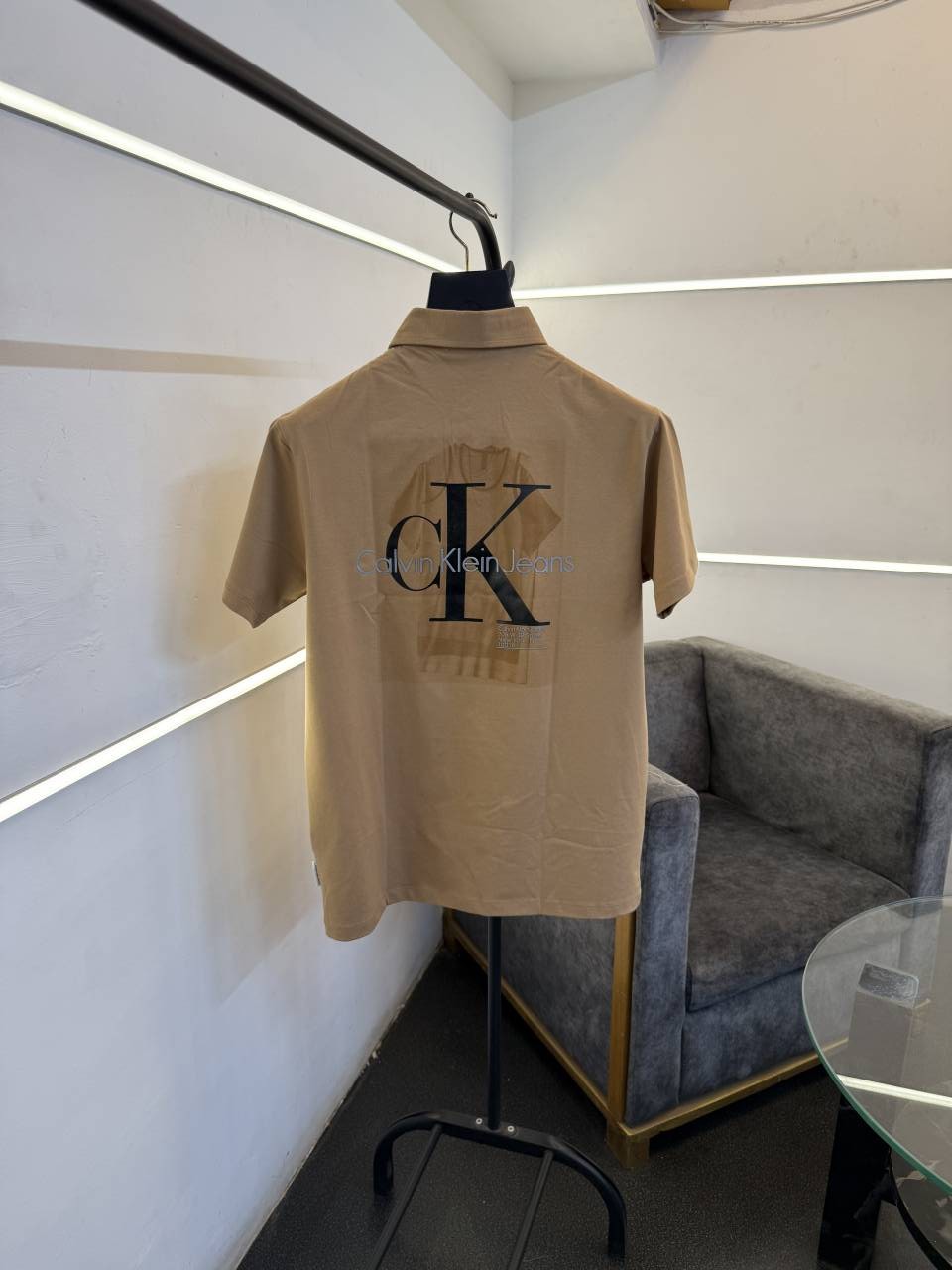 Calvin kline brown front and back print turkish imported polo Tshirt