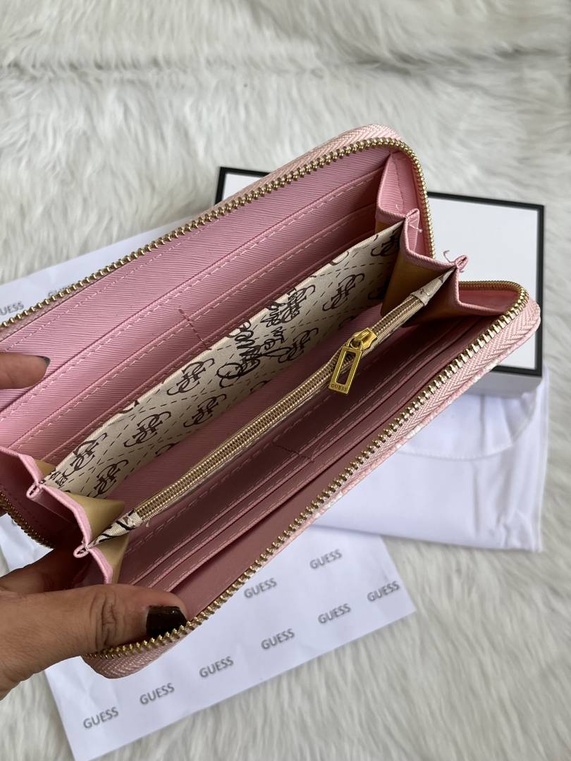 Guess 006 Pink Long Wallet With Original Box DustCover Card Packaging