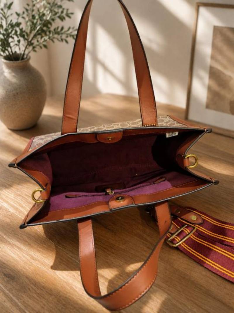 Coaach Field Tote Bag With OG Double Box & Dust Bag & Shoulder Strap (Brown - 1221)