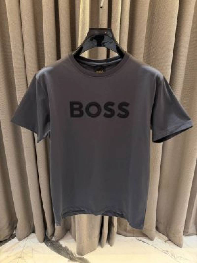 Boss Middle Brand Logo Round Neck T-shirt Stone Grey