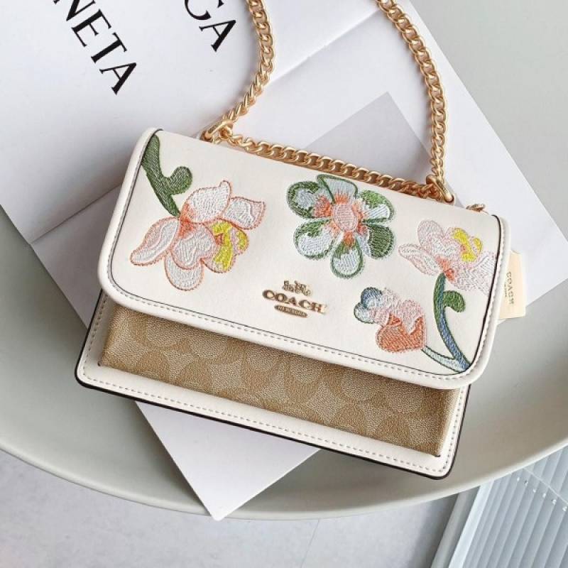 Coaach Klare Floral Signature Crossbody Bag With OG Box & Dust Bag (Floral White - 381)