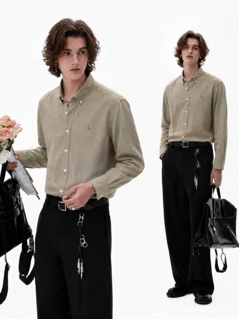 RALPx-H L-AUREN xP-OLO IMPORTED STORE ARTICLE SHIRT linen fabric