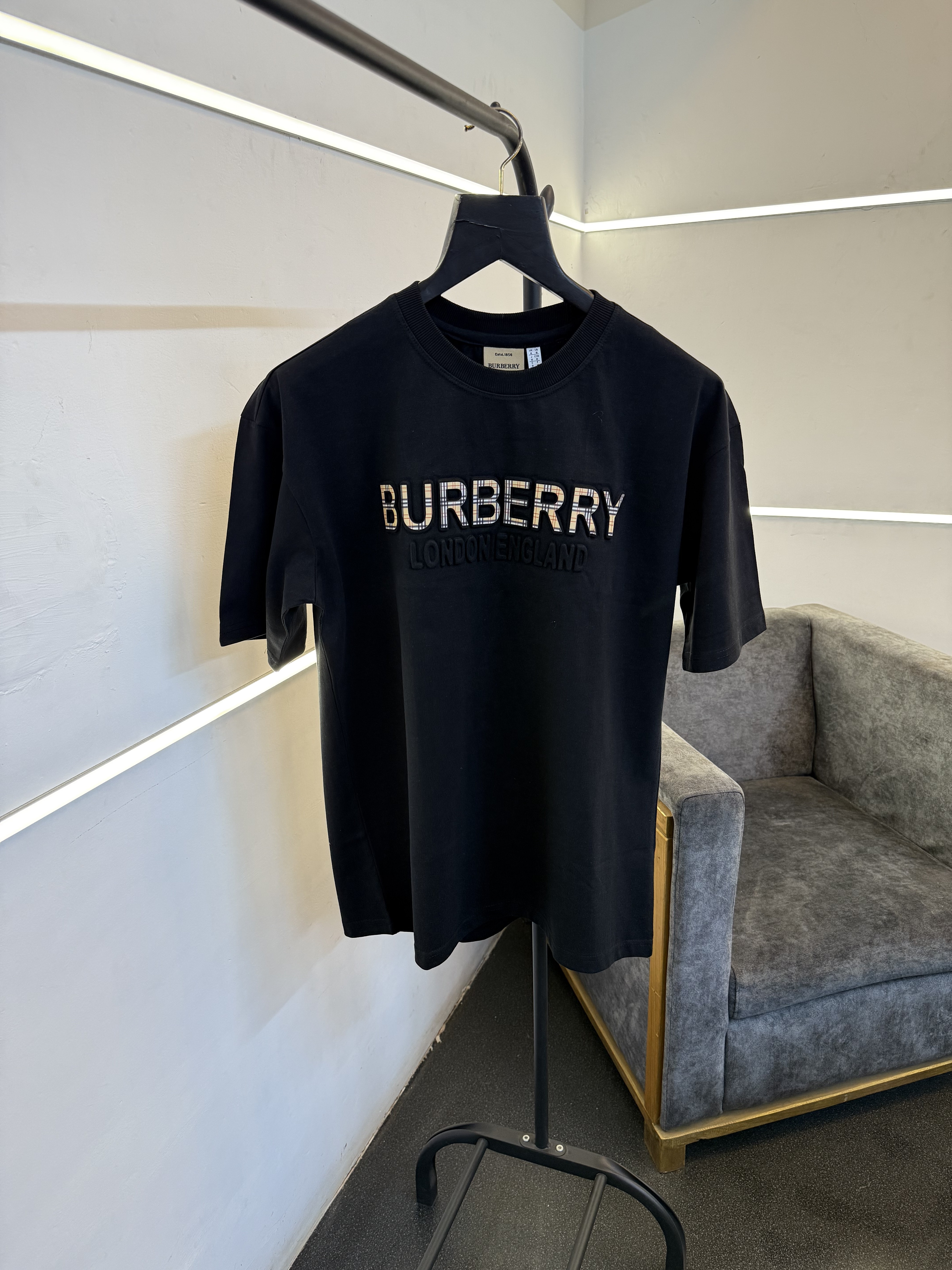 Burbery black oversize puff print imported round neck tshirt