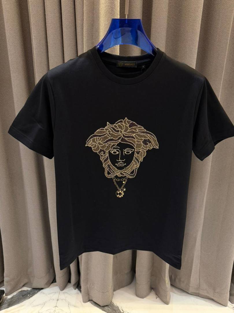 Versace Diamond Studd Round Neck T-shirt Black
